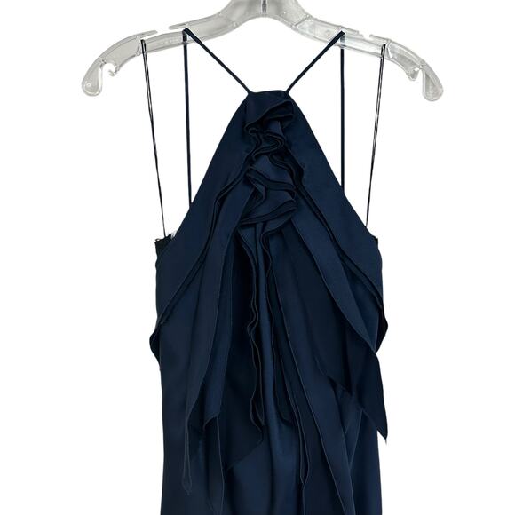 NWT $2,795 Jason Wu Collection Navy Satin Halter Maxi Cocktail Dress Womens 2 - Picture 3 of 10